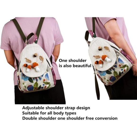 Backpack Purse for Women Rice Brown - Picture 5 of 7